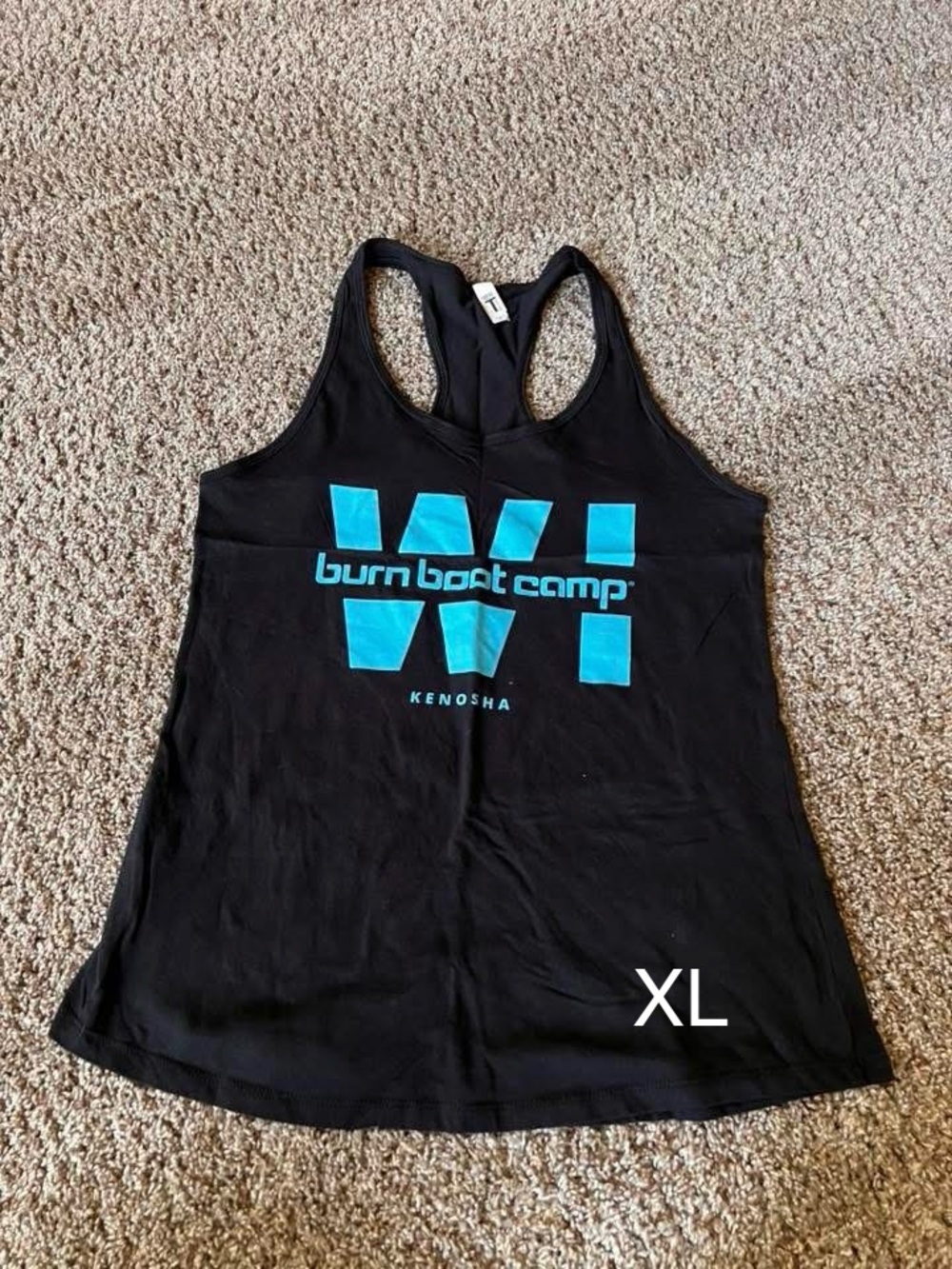 Burn Boot Camp Kenosha WI Black & Teal Racerback Tank Top - Women's XL